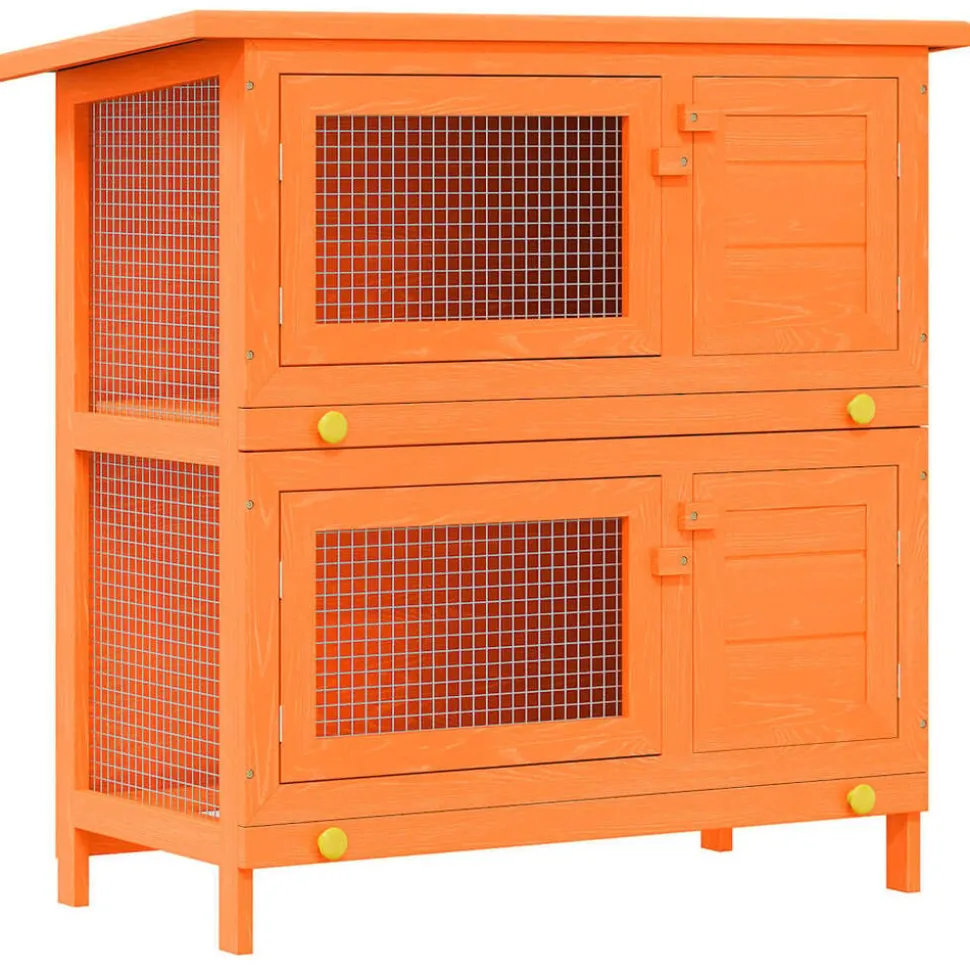 vidaXL Buitenkonijnenhok voor kleine huisdieren, 4 deuren, hout