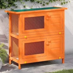 vidaXL Buitenkonijnenhok voor kleine huisdieren, 4 deuren, hout