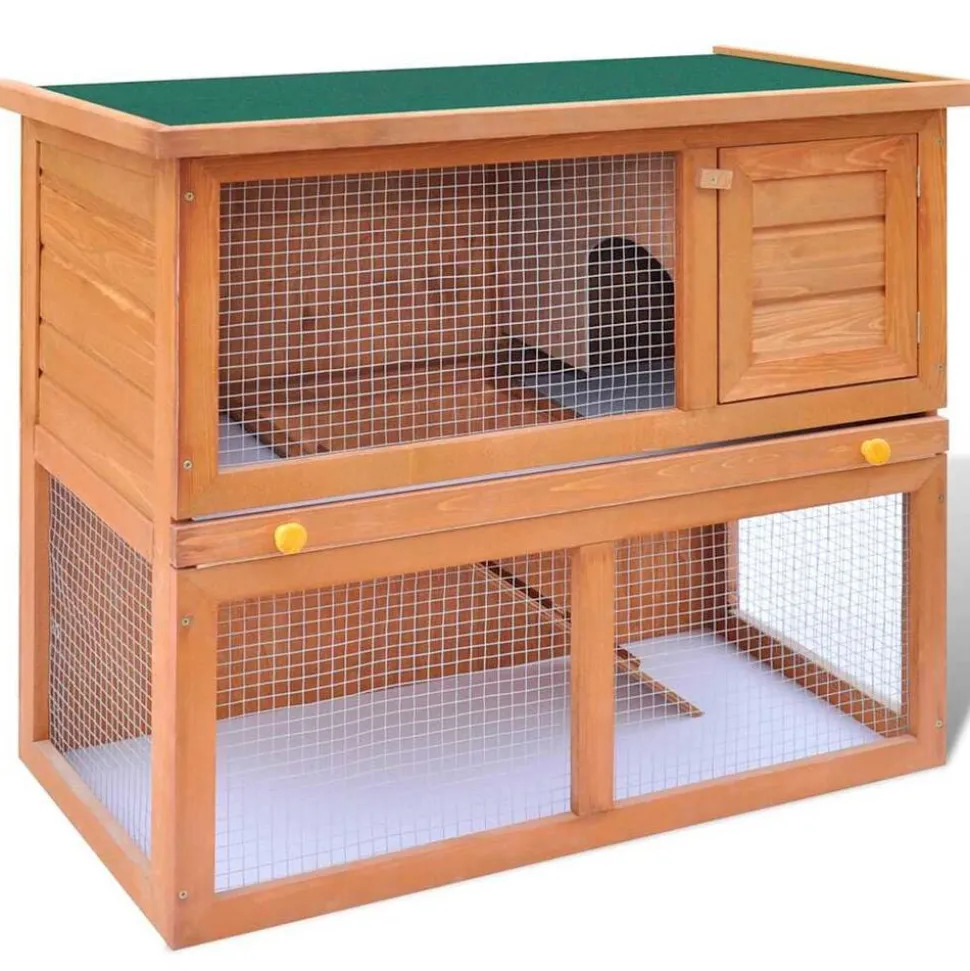 vidaXL Buitenkonijnenhok voor kleine huisdieren, 1 deur, hout