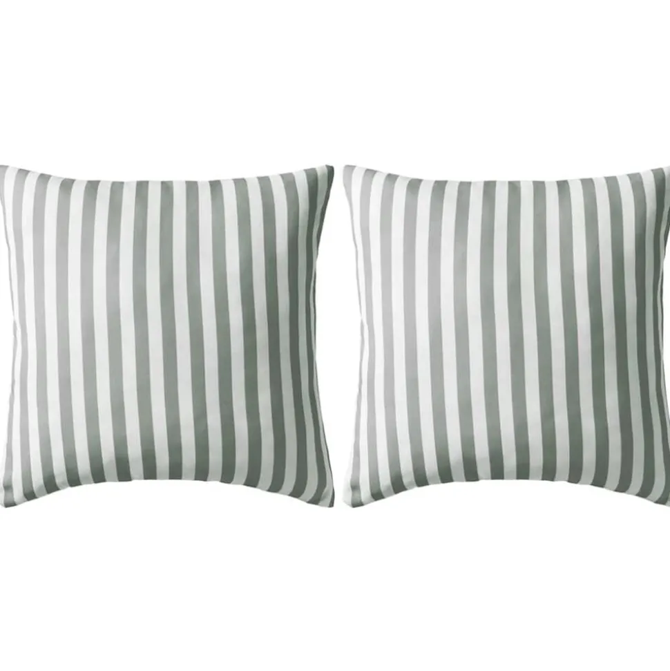 vidaXL Buitenkussens 45x45 cm gestreept grijs 2 st