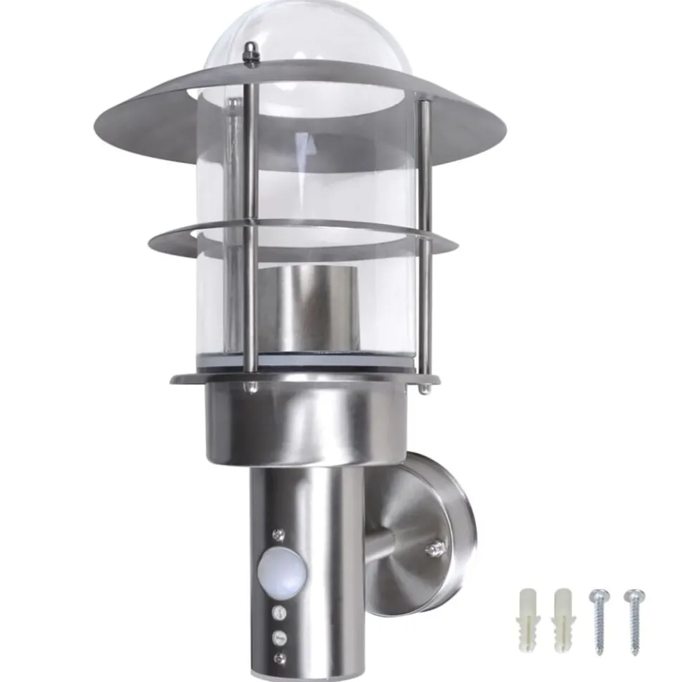 vidaXL Buitenmuurlamp met bewegingssensor RVS
