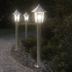 vidaXL Buitenvloerlamp 80 cm roestvrijstaal zilverkleurig