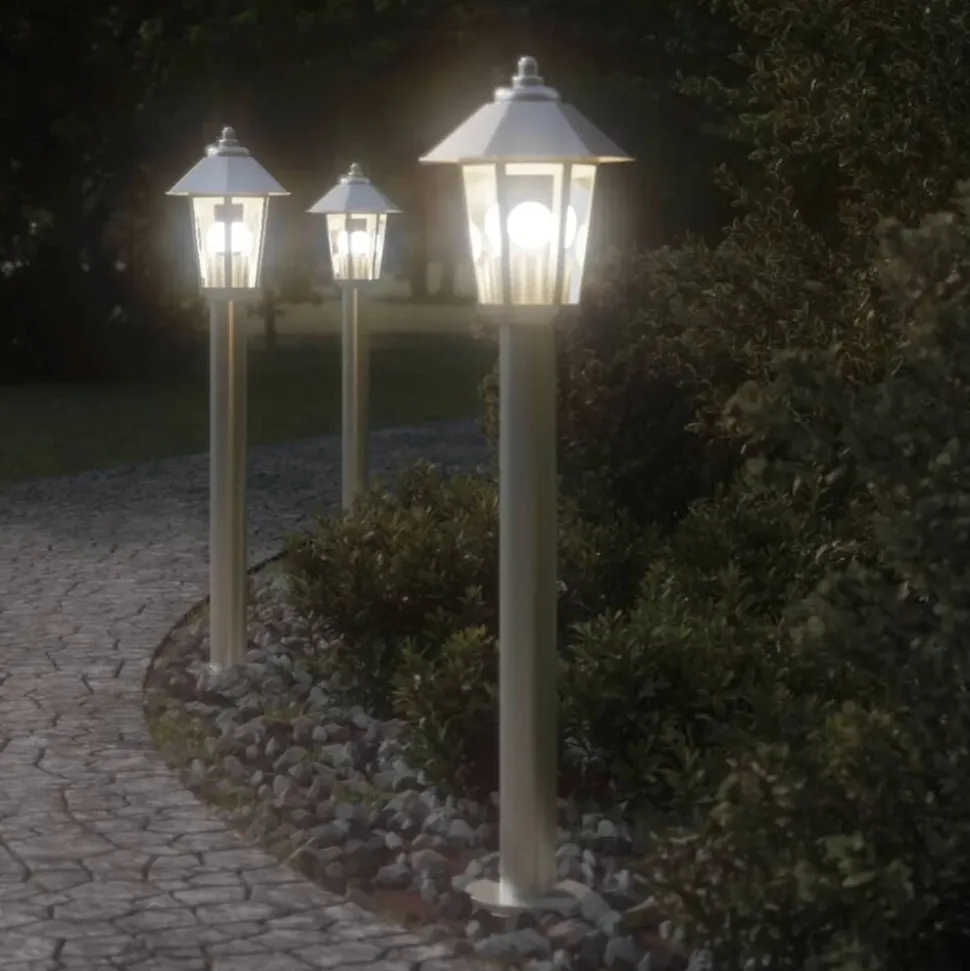 vidaXL Buitenvloerlamp 80 cm roestvrijstaal zilverkleurig