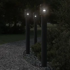 vidaXL Buitenvloerlamp met stopcontact 110 cm roestvrijstaal zwart