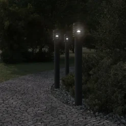 vidaXL Buitenvloerlamp met stopcontact 110 cm roestvrijstaal zwart