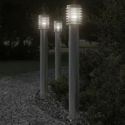 vidaXL Buitenvloerlamp met stopcontact 110 cm roestvrijstaal zilver