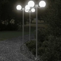 vidaXL Buitenvloerlampen 3 st 215 cm roestvrij staal zilverkleurig
