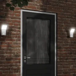 vidaXL Buitenwandlamp LED met sensors gegoten aluminium wit