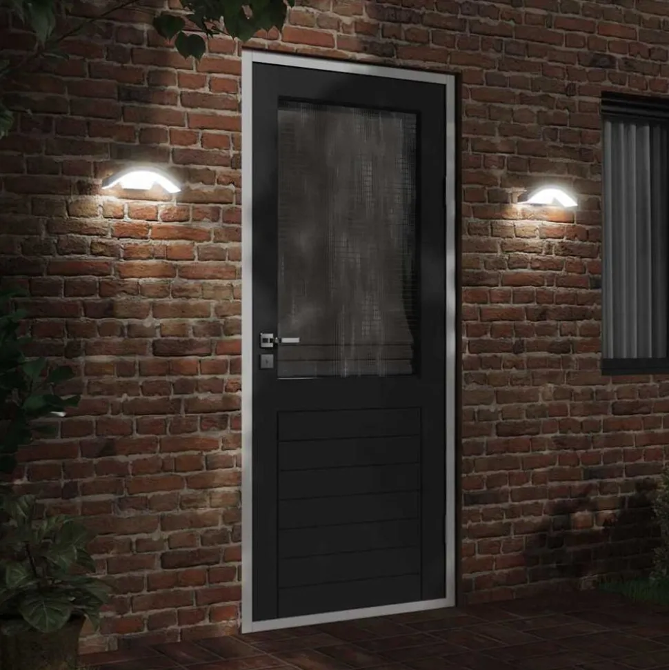 vidaXL Buitenwandlamp LED met sensors gegoten aluminium wit