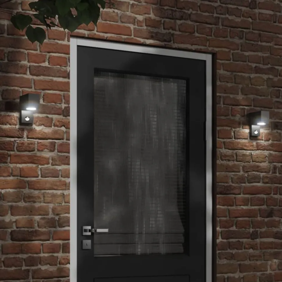 vidaXL Buitenwandlamp met sensor gegoten aluminium zwart