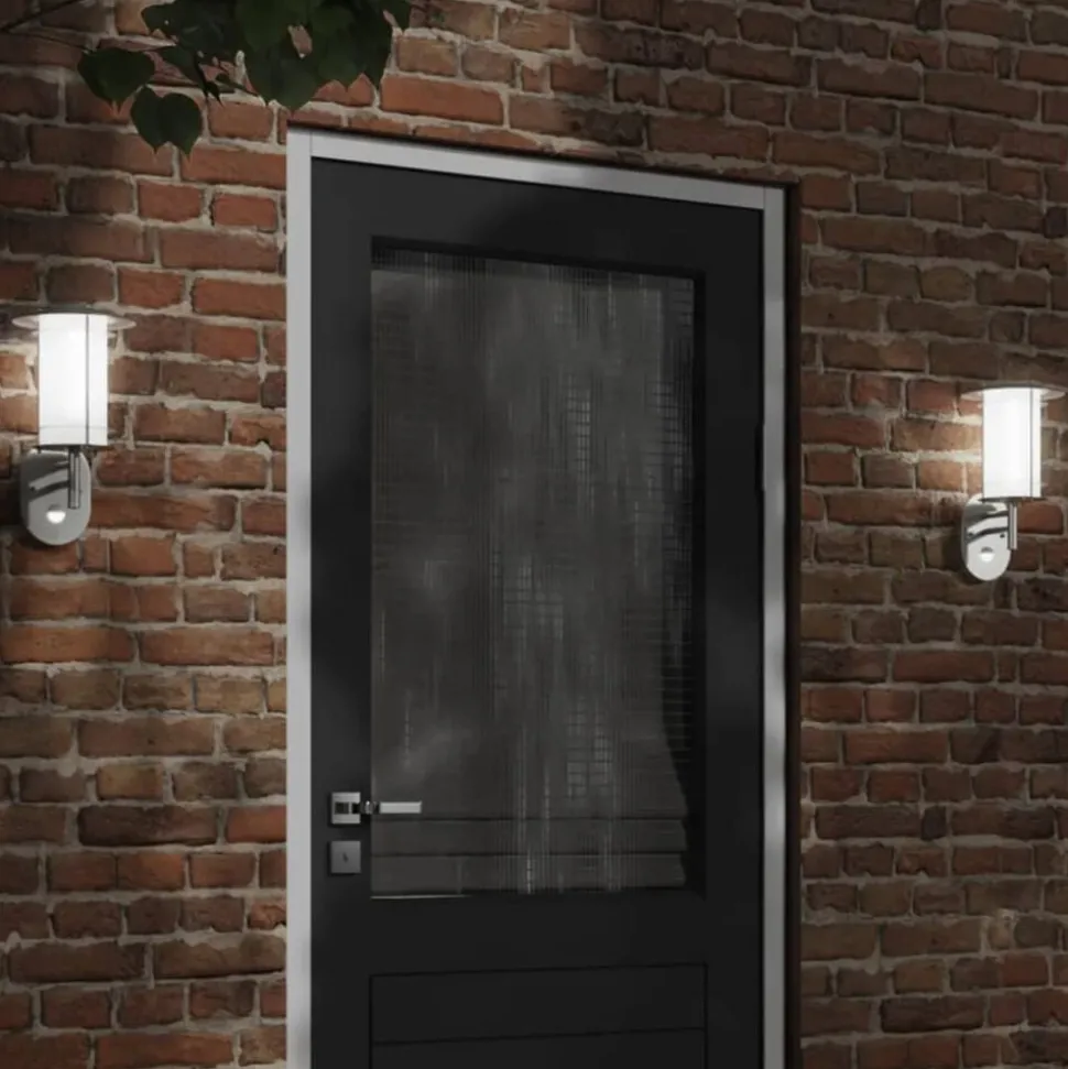 vidaXL Buitenwandlamp met sensor roestvrij staal zilverkleurig