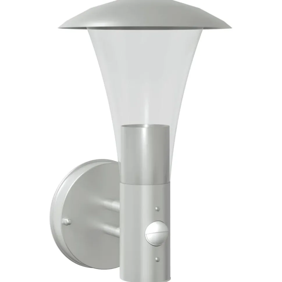 vidaXL Buitenwandlamp met sensor roestvrij staal zilverkleurig