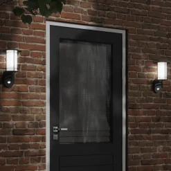 vidaXL Buitenwandlamp met sensor roestvrij staal zwart