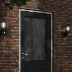 vidaXL Buitenwandlamp met sensor roestvrij staal zwart