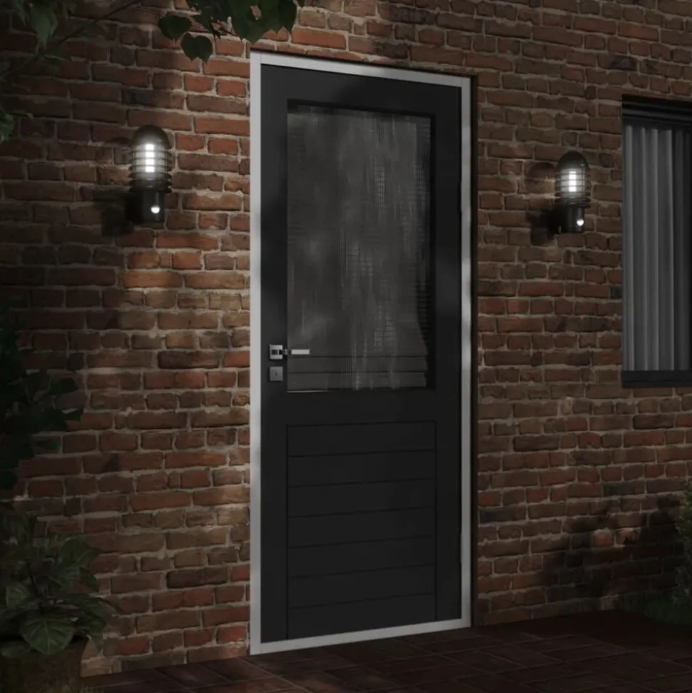 vidaXL Buitenwandlamp met sensor roestvrij staal zwart