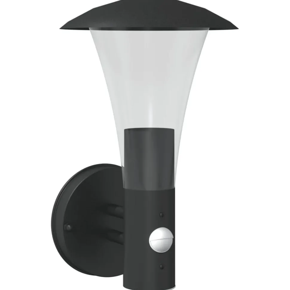 vidaXL Buitenwandlamp met sensor roestvrij staal zwart