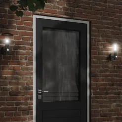 vidaXL Buitenwandlamp met sensor roestvrij staal zwart
