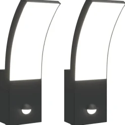 vidaXL Buitenwandlampen 2 st LED met sensors gegoten aluminium zwart