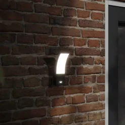 vidaXL Buitenwandlampen 2 st LED met sensors gegoten aluminium zwart
