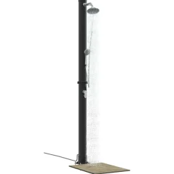 vidaXL Buitenzonne-douche Zwart 217 cm PVC en Aluminium