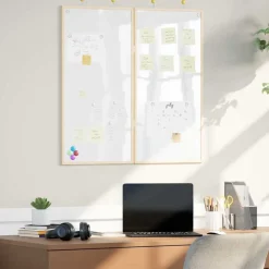 vidaXL Bulletinbord Wit 80 x 80 x 1.4 cm Massief grenenhout