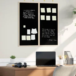 vidaXL Bulletinbord Zwart 80 x 80 x 1.4 cm Massief grenenhout