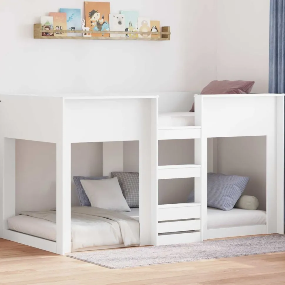 vidaXL Bunk Bed voor Kinderen Wit 75 x 190 cm Bewerkt hout