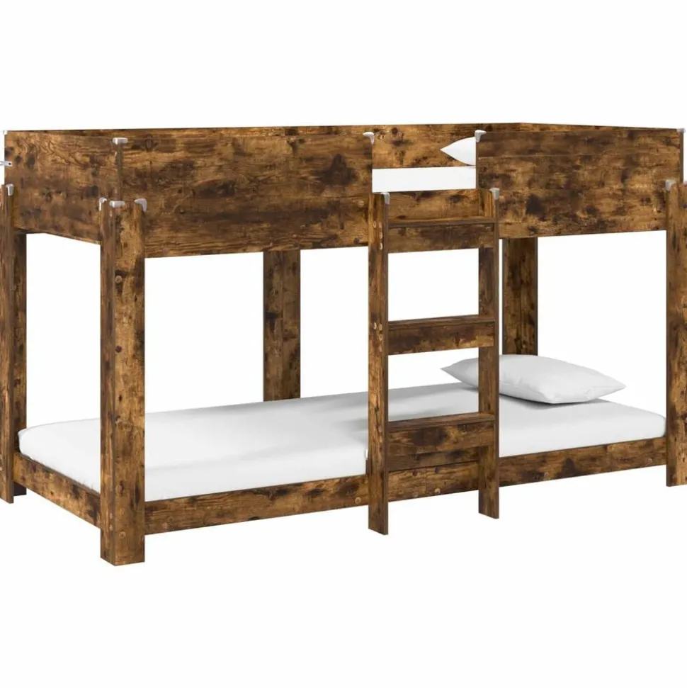 vidaXL Bunk Bed voor Kinderen Gerookt eiken 100 x 200 cm Bewerkt hout