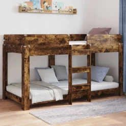 vidaXL Bunk Bed voor Kinderen Gerookt eiken 100 x 200 cm Bewerkt hout