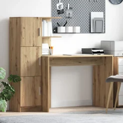 vidaXL Bureau 2 pcs Artisan Eiken