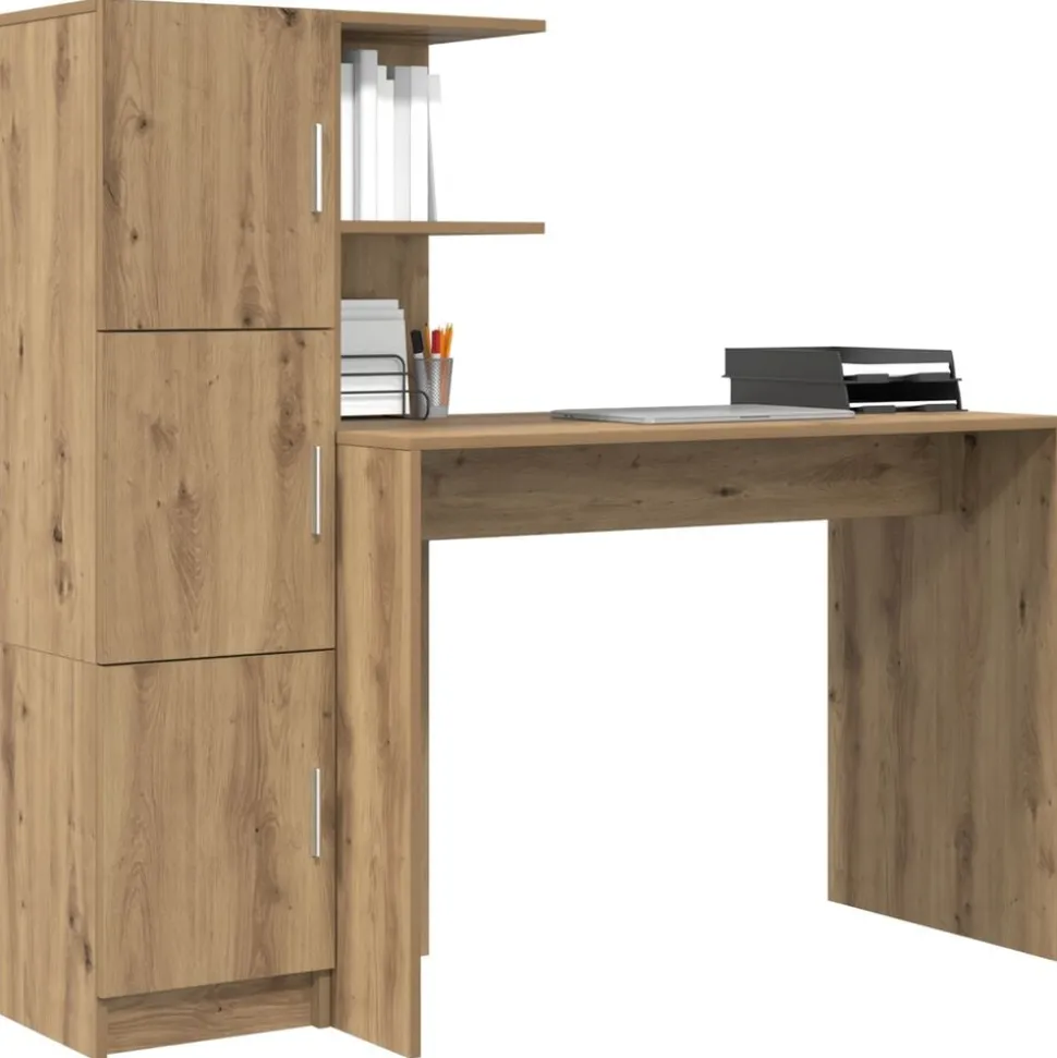vidaXL Bureau 2 pcs Artisan Eiken