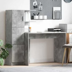 vidaXL Bureau 2 pcs Beton Grijs