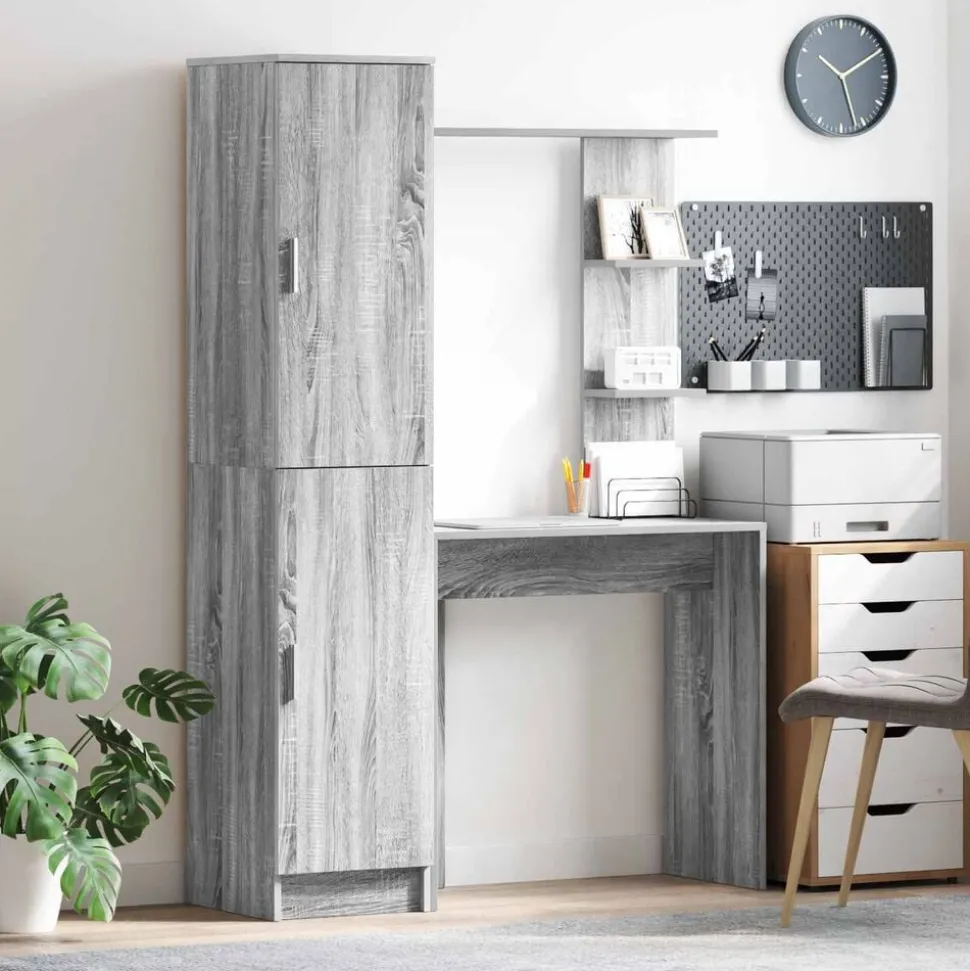 vidaXL Bureau 2 pcs Grijs Sonoma