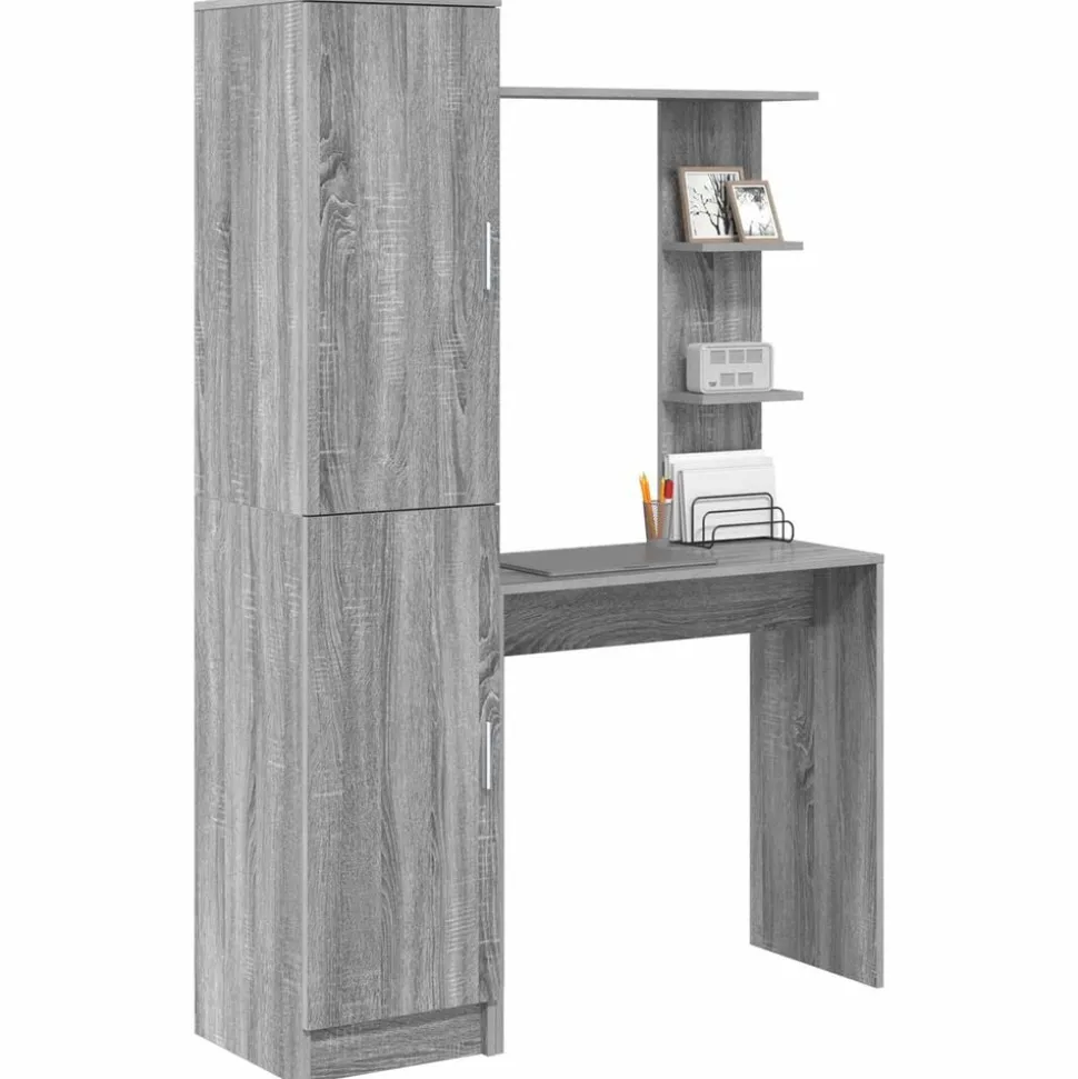 vidaXL Bureau 2 pcs Grijs Sonoma
