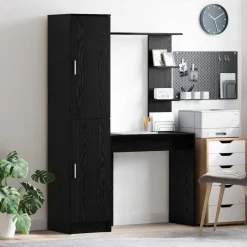 vidaXL Bureau 2 pcs Zwart Eiken