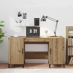vidaXL Bureau Ambachtelijk eiken 140 x 50 x 75 cm Bewerkt hout