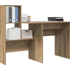 vidaXL Bureau Artisan Eiken 131,5 x 50 x 106,5 cm Bewerkt hout