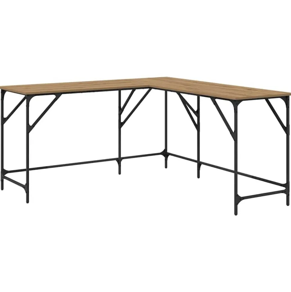 vidaXL Bureau Artisan Eiken 149 x 149 x 75 cm Bewerkt hout