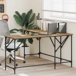 vidaXL Bureau Artisan Eiken 149 x 149 x 75 cm Bewerkt hout