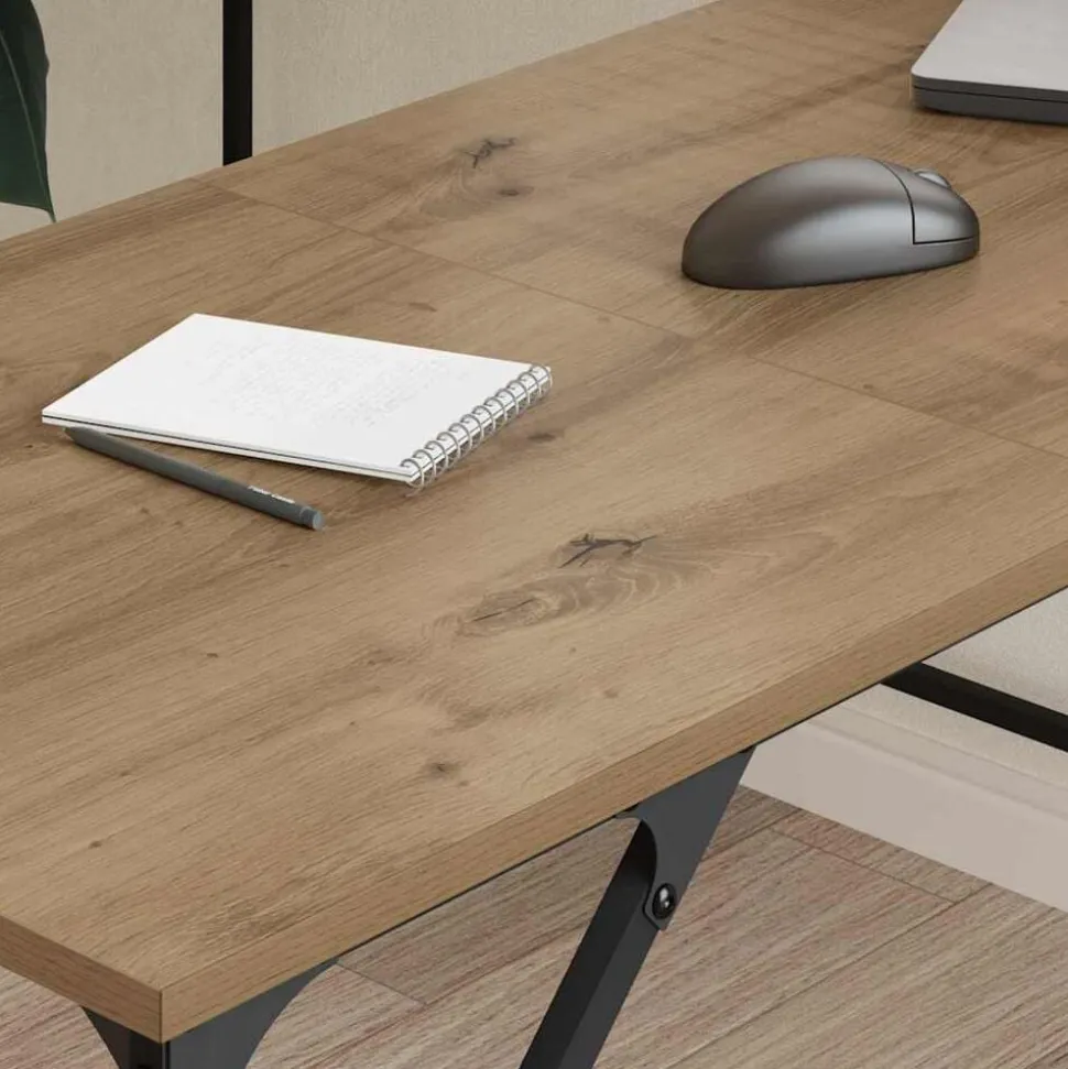 vidaXL Bureau Artisan Eiken 149 x 149 x 75 cm Bewerkt hout
