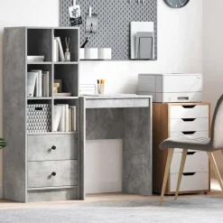 vidaXL Bureau Beton Grijs 60 x 40 x 76 cm