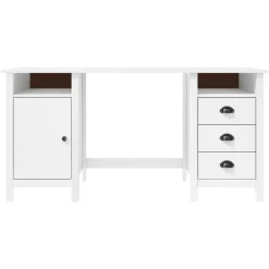 vidaXL Bureau Hill 150x50x74 cm massief grenenhout wit