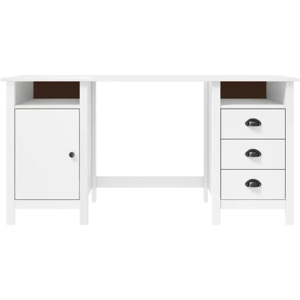 vidaXL Bureau Hill 150x50x74 cm massief grenenhout wit