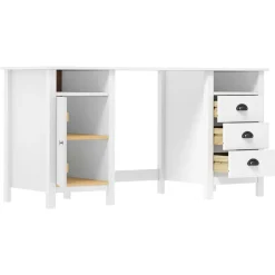 vidaXL Bureau Hill 150x50x74 cm massief grenenhout wit