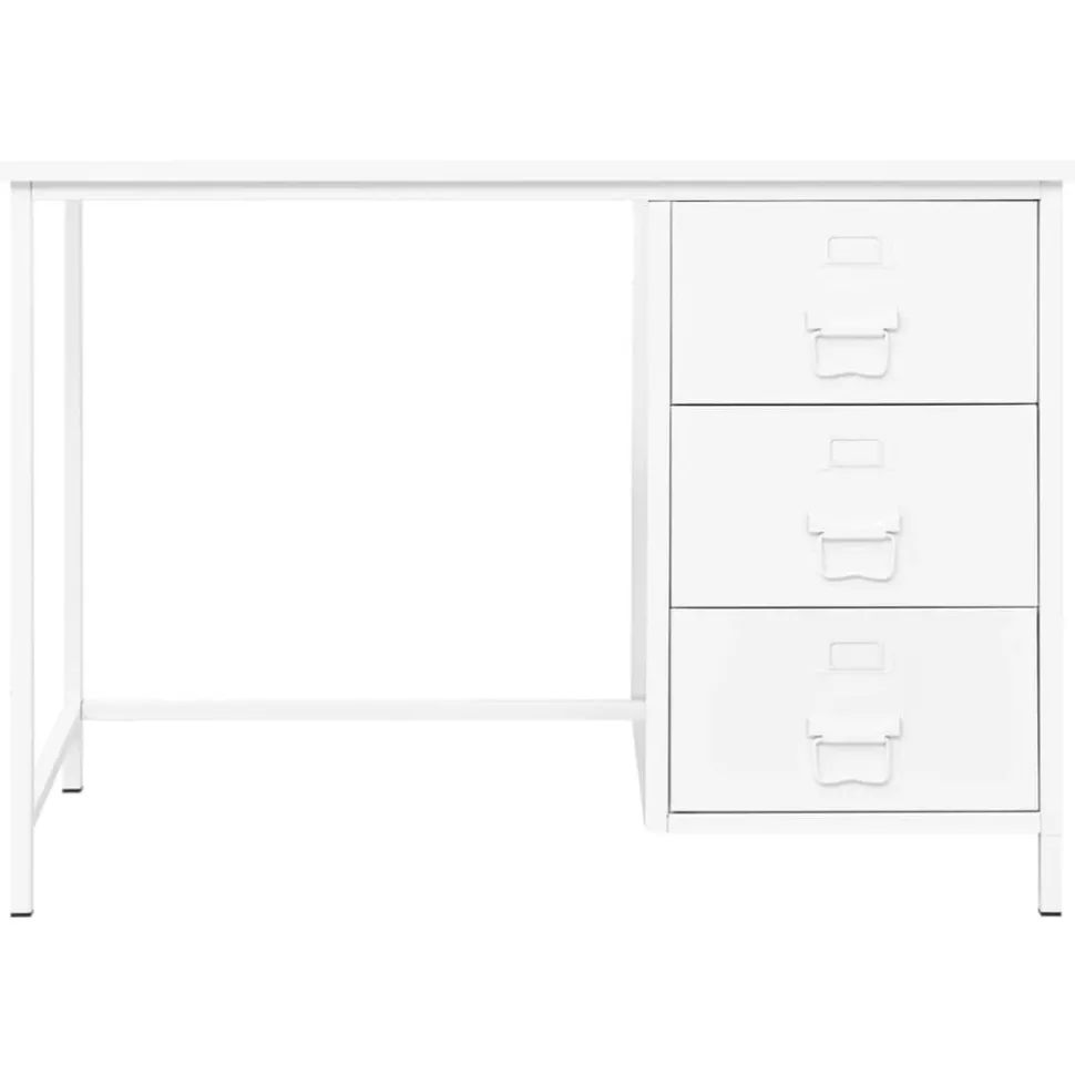 vidaXL Bureau industrieel met lades 105x52x75 cm staal wit