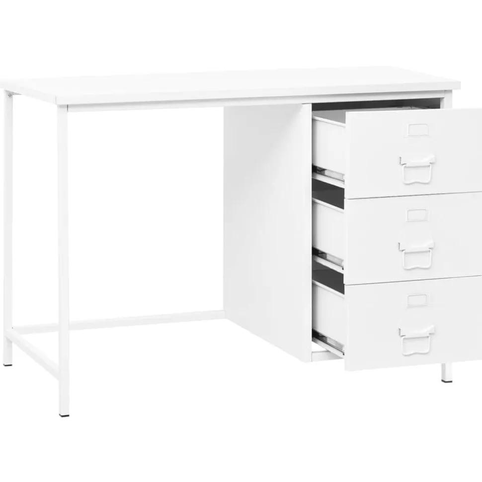 vidaXL Bureau industrieel met lades 105x52x75 cm staal wit