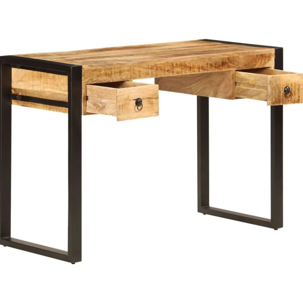 vidaXL Bureau met 2 lades 110x50x77 cm massief mangohout