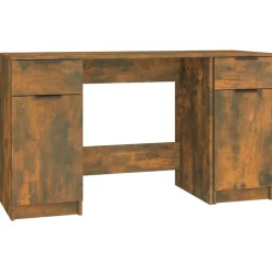 vidaXL Bureau met bijzetkast bewerkt hout gerookt eikenkleurig