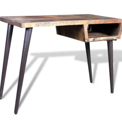 vidaXL Bureau met ijzeren poten gerecycled hout