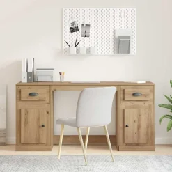vidaXL Bureau met kast Artisan Eiken 154,5 x 50 x 75 cm Bewerkt hout